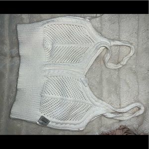 White knit crop top